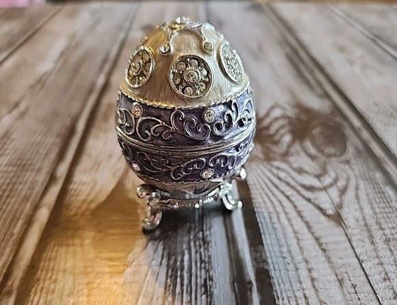 Other - Stauer Egg Empress Violet Enameled Trinket Box With Matching Necklace